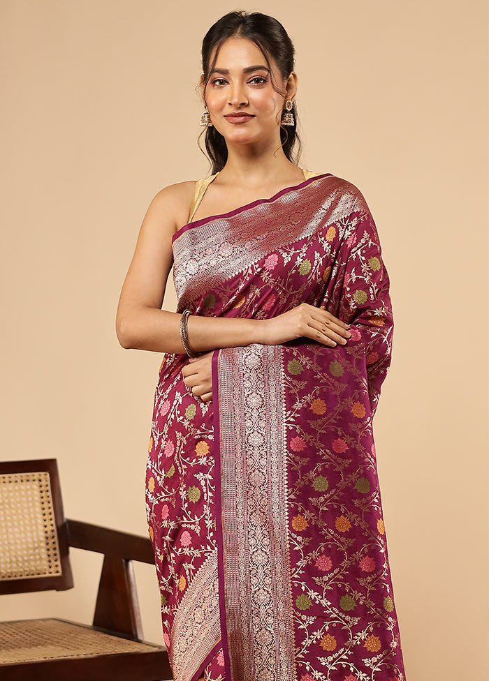 Purple Dupion Silk Saree With Blouse Piece