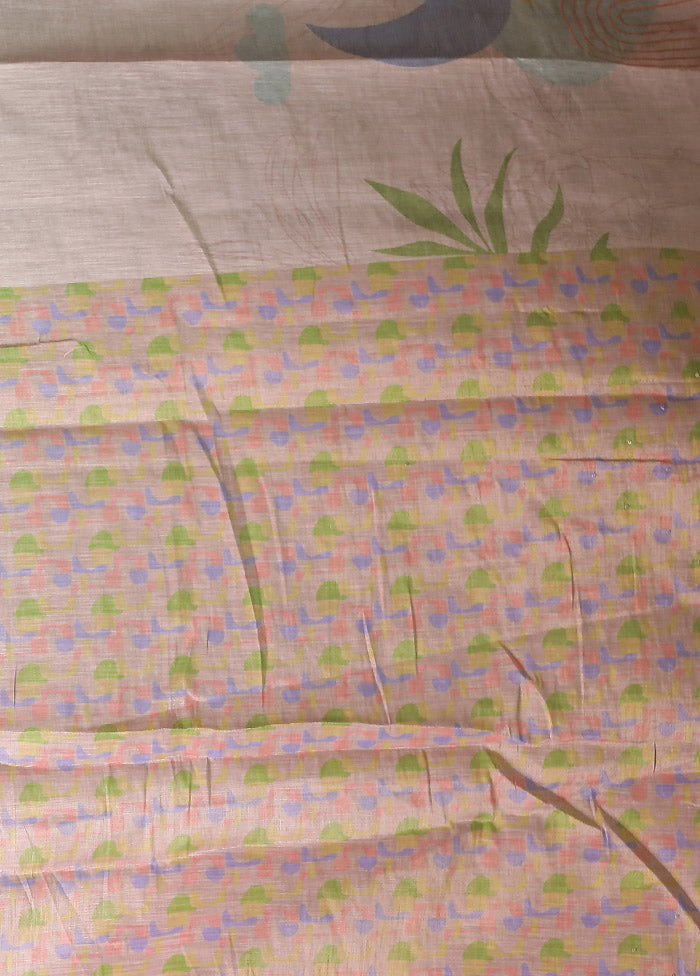 Pink Linen Silk Saree With Blouse Piece