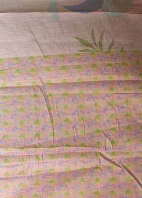 Pink Linen Silk Saree With Blouse Piece