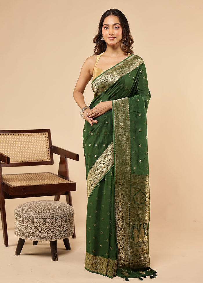 Green Handloom Dupion Pure Silk Saree With Blouse Piece