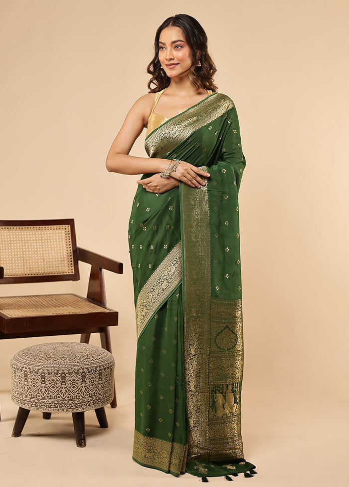 Green Handloom Dupion Pure Silk Saree With Blouse Piece