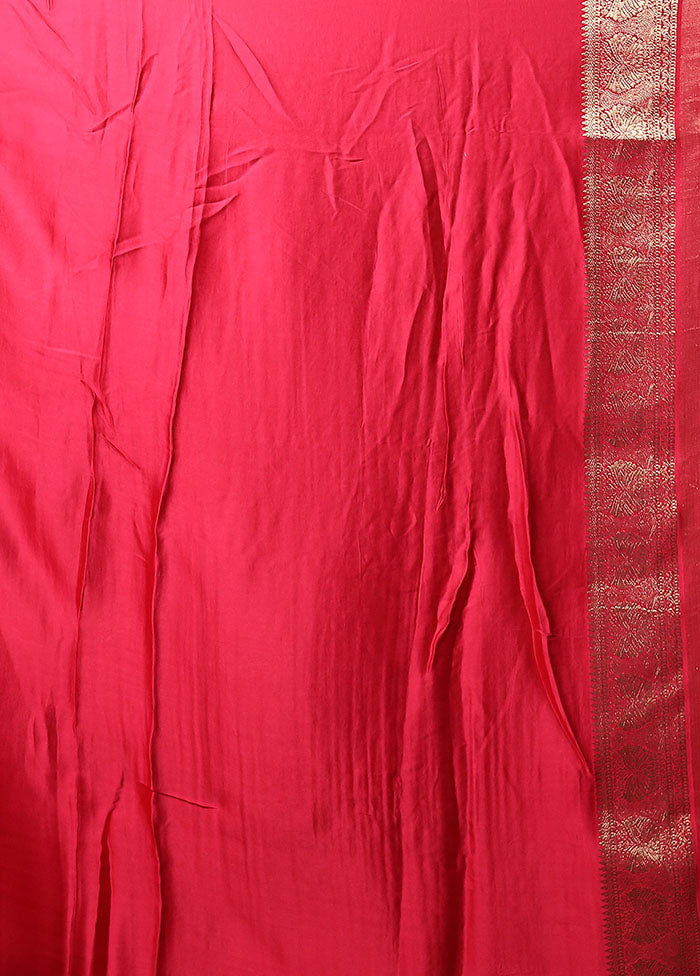 Pink Handloom Dupion Pure Silk Saree With Blouse Piece