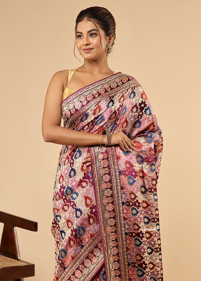 Multicolor Handloom Pure Georgette Saree With Blouse Piece