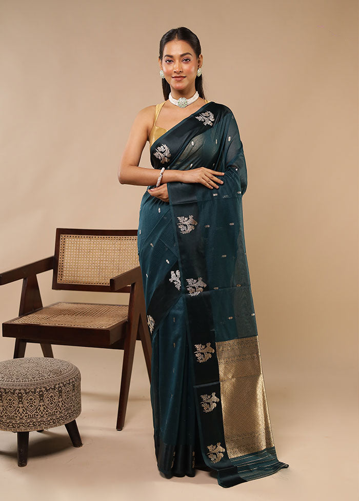 Green Pure Cotton Saree With Blouse Piece