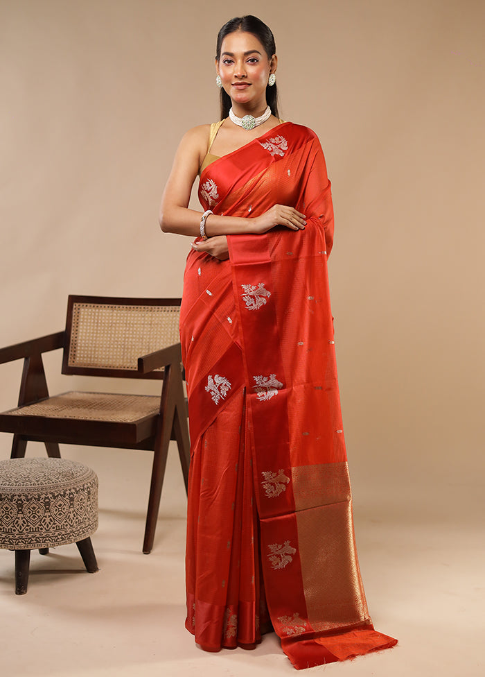 Red Pure Cotton Saree With Blouse Piece