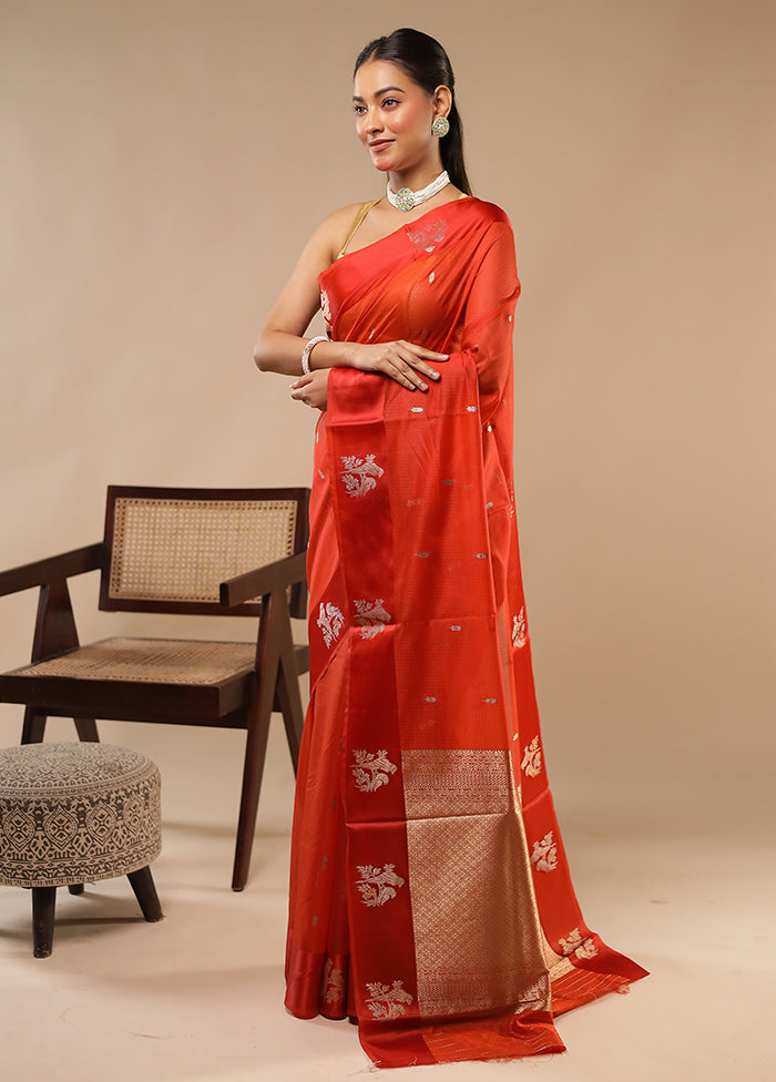 Red Pure Cotton Saree With Blouse Piece