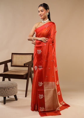 Red Pure Cotton Saree With Blouse Piece