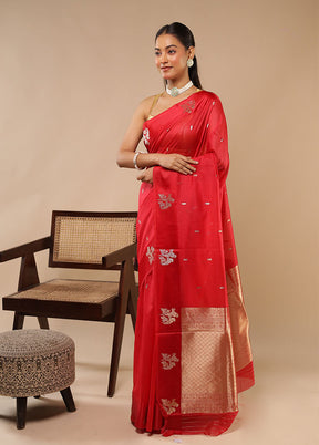 Pink Pure Cotton Saree With Blouse Piece