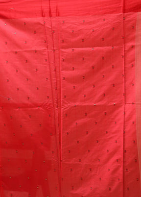Pink Pure Cotton Saree With Blouse Piece