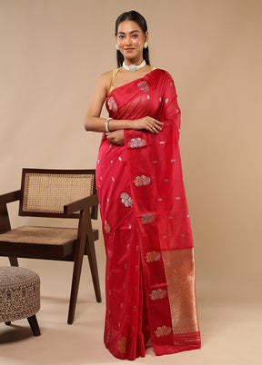 Pink Pure Cotton Saree With Blouse Piece