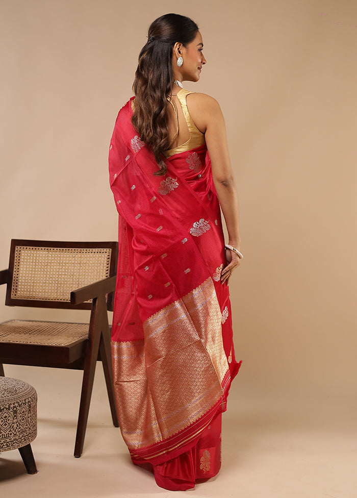 Pink Pure Cotton Saree With Blouse Piece