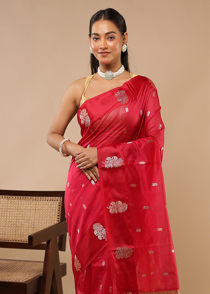 Pink Pure Cotton Saree With Blouse Piece