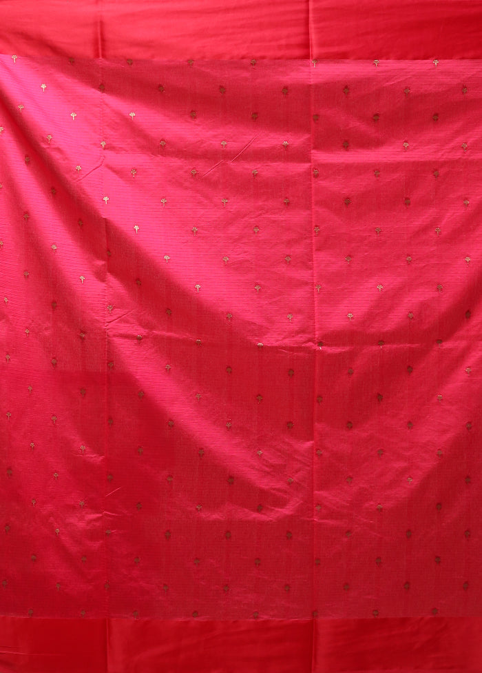 Pink Pure Cotton Saree With Blouse Piece