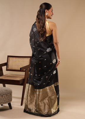 Black Pure Cotton Saree With Blouse Piece