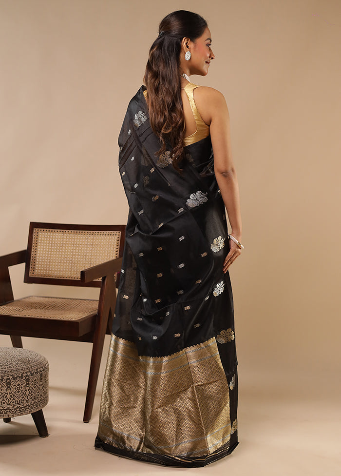 Black Pure Cotton Saree With Blouse Piece