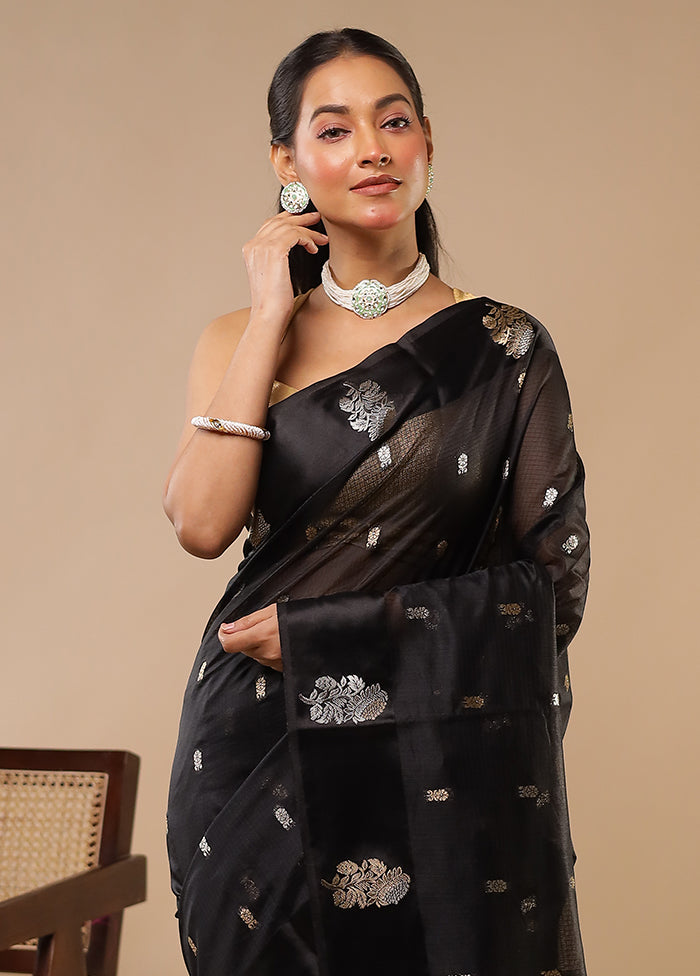Black Pure Cotton Saree With Blouse Piece