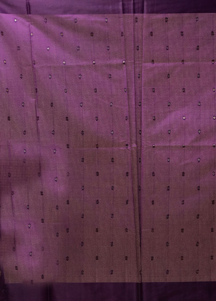 Purple Pure Cotton Saree With Blouse Piece
