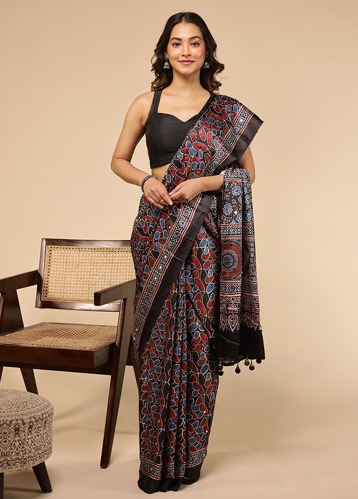 Multicolor Modal Silk Saree Without Blouse Piece