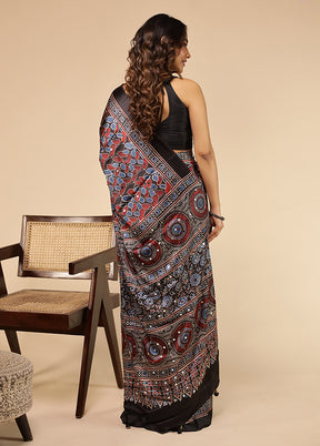 Multicolor Modal Silk Saree Without Blouse Piece