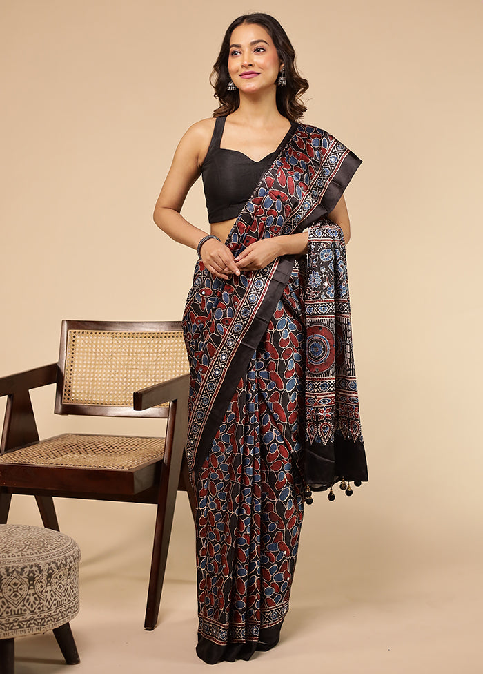 Multicolor Modal Silk Saree Without Blouse Piece