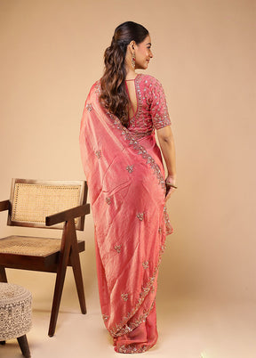 Pink Georgette Saree With Blouse Piece