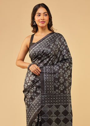 Blue Handloom Tussar Pure Silk Saree With Blouse Piece