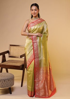 Green Tissue Silk Saree With Blouse Piece