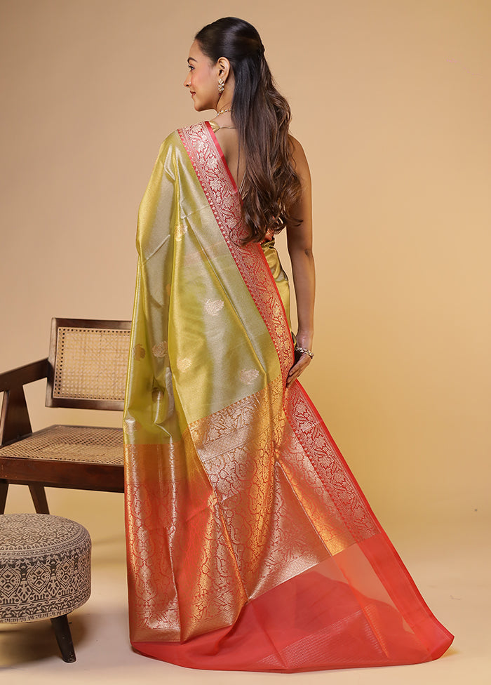 Green Tissue Silk Saree With Blouse Piece