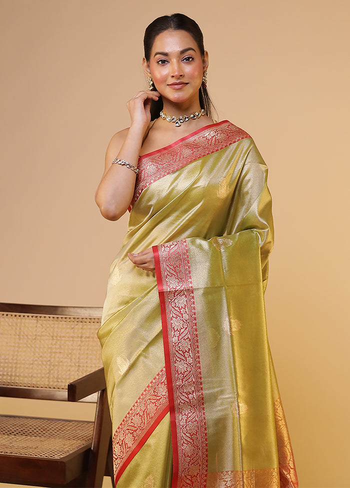Green Tissue Silk Saree With Blouse Piece