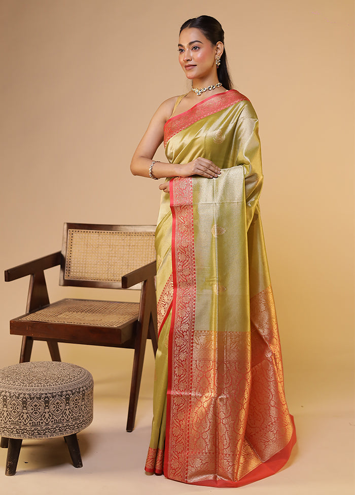 Green Tissue Silk Saree With Blouse Piece