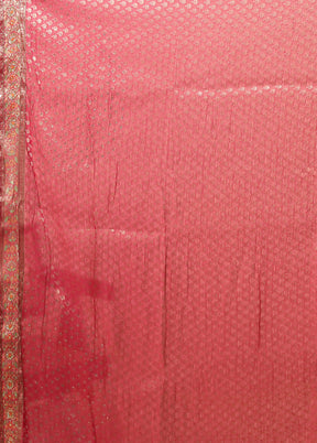 Pink Handloom Pure Georgette Saree With Blouse Piece