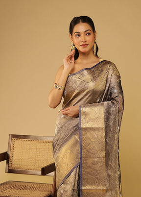 Purple Tissue Silk Saree With Blouse Piece