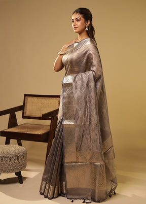 Purple Tissue Silk Saree With Blouse Piece