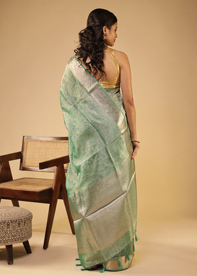 Green Tissue Silk Saree With Blouse Piece