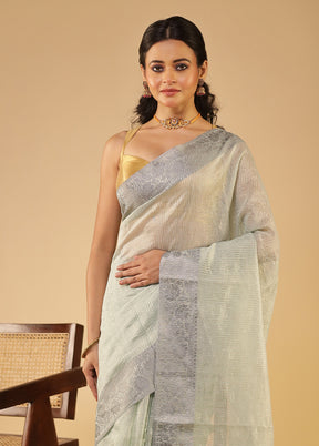 Green Tissue Silk Saree With Blouse Piece