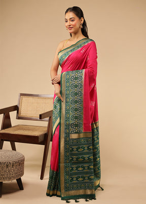 Pink Dupion Silk Saree With Blouse Piece