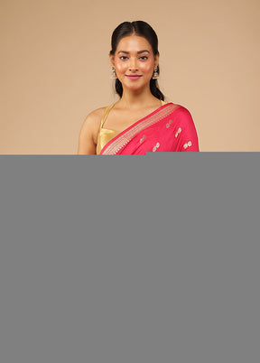 Pink Dupion Silk Saree With Blouse Piece