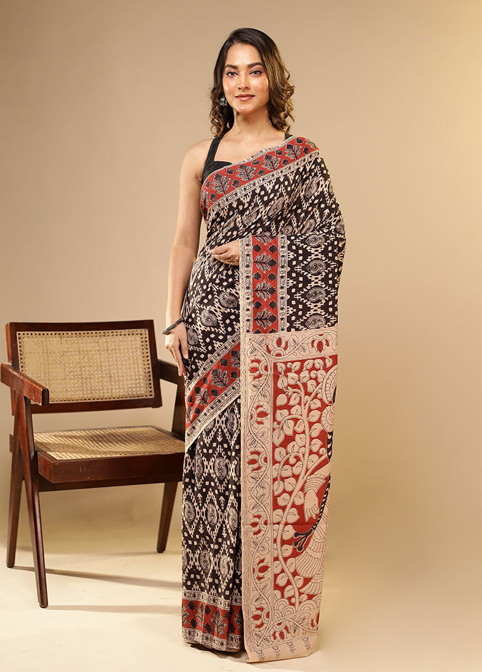 Black Cotton Saree With Blouse Piece