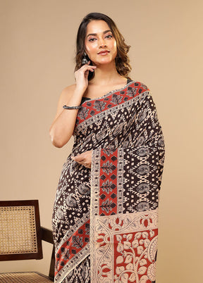 Black Cotton Saree With Blouse Piece