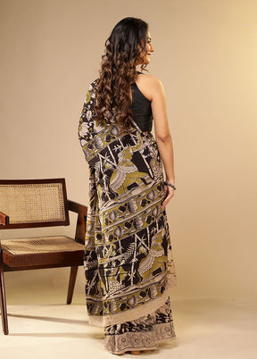 Black Cotton Saree With Blouse Piece