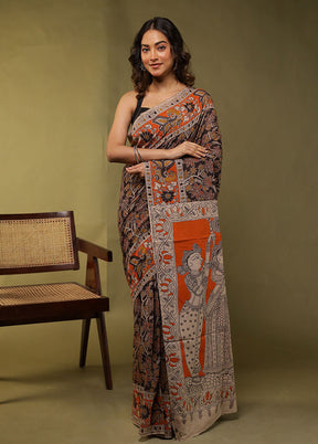 Brown Cotton Saree With Blouse Piece