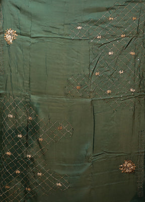 Green Tussar Silk Saree With Blouse Piece