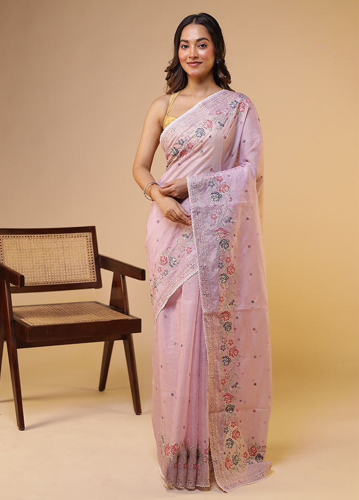 Purple Pure Cotton Saree With Blouse Piece