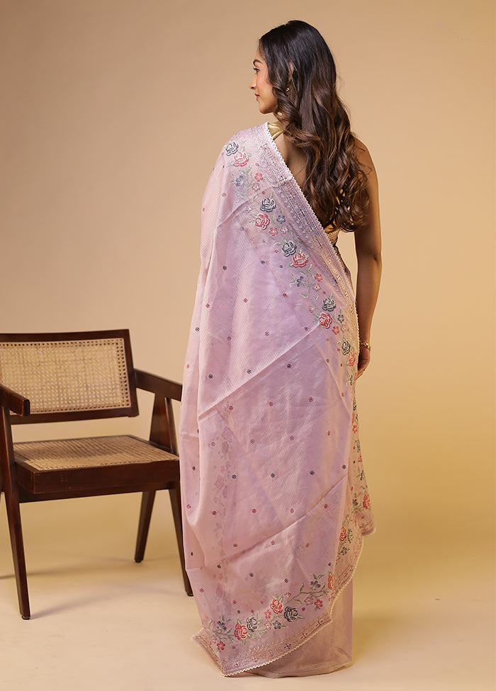 Purple Pure Cotton Saree With Blouse Piece