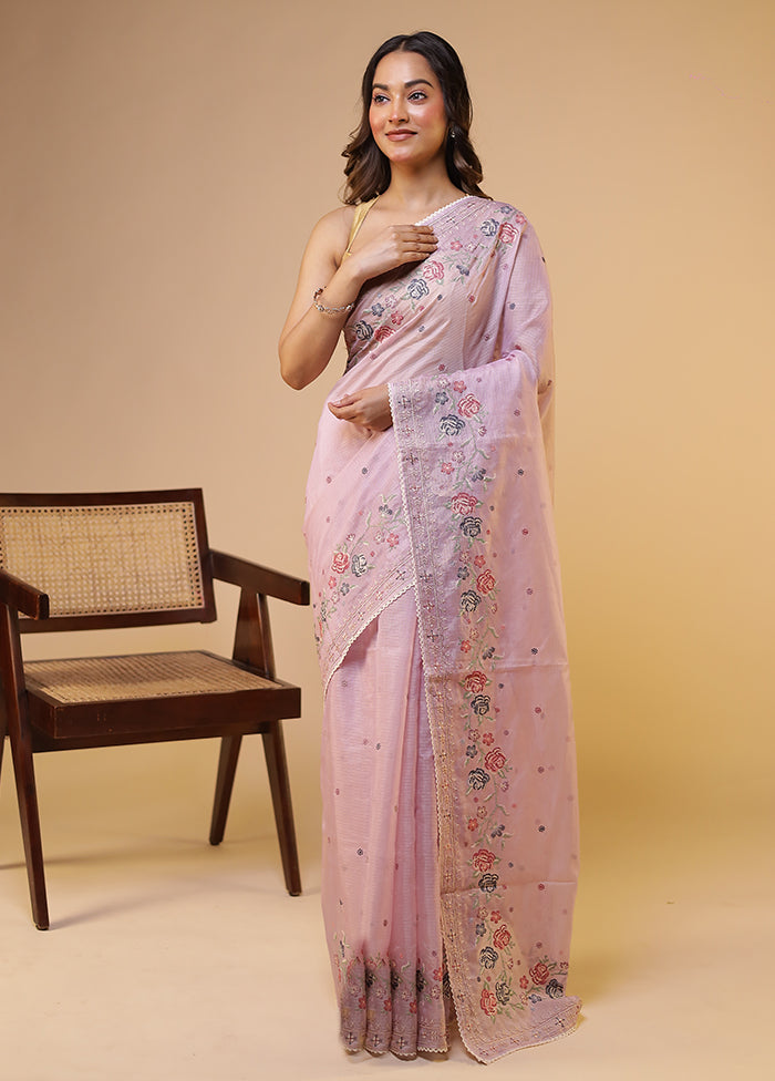 Purple Pure Cotton Saree With Blouse Piece