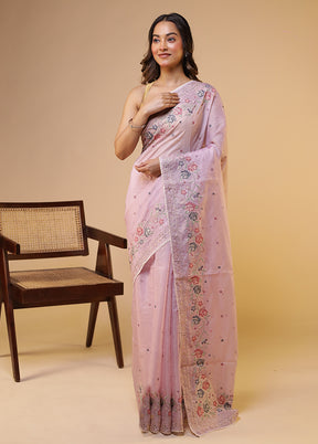 Purple Pure Cotton Saree With Blouse Piece