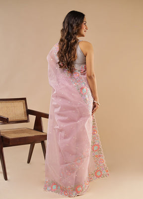 Purple Organza Saree With Blouse Piece