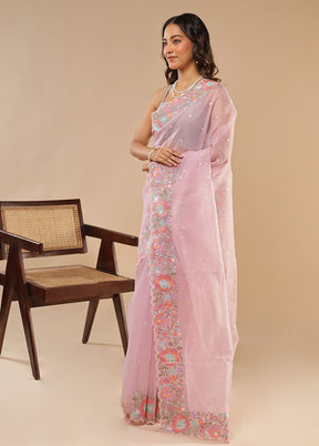 Purple Organza Saree With Blouse Piece