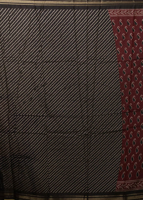 Maroon Chanderi Cotton Saree With Blouse Piece