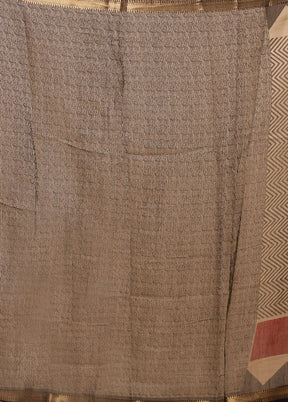 Cream Chanderi Cotton Saree With Blouse Piece